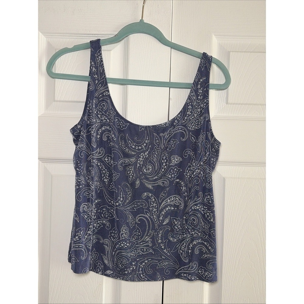 Alex Evenings Paisley Tank Top Womens Size XLP Blue Glitter Formal Shell Acetate